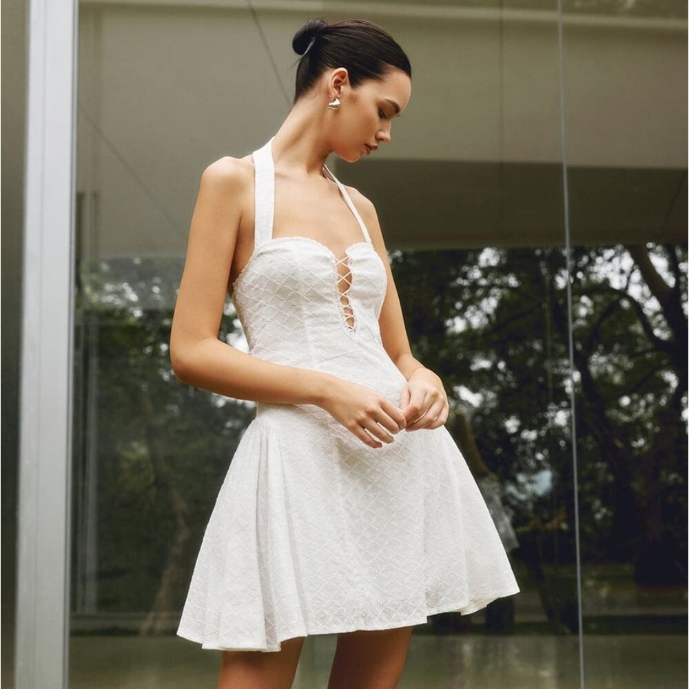 Commense White Halter Mini Dress - Picture 5 of 16